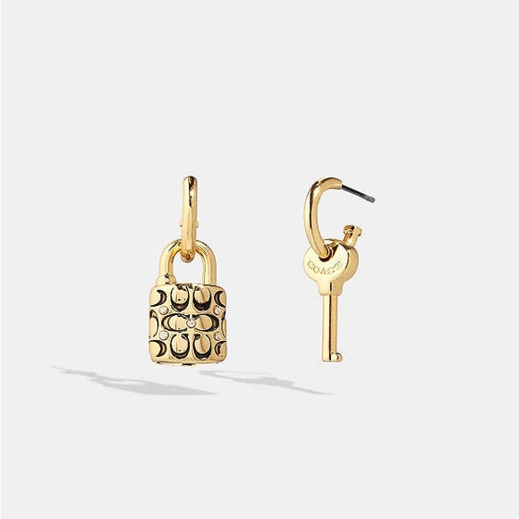 Coach Jewelry - Coach Quilted Padlock Key Mismatch Earrings